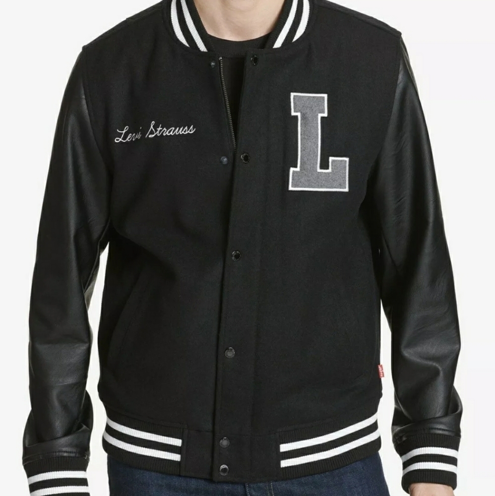 Levi’s Black Lettermen Varsity Jacket Mens